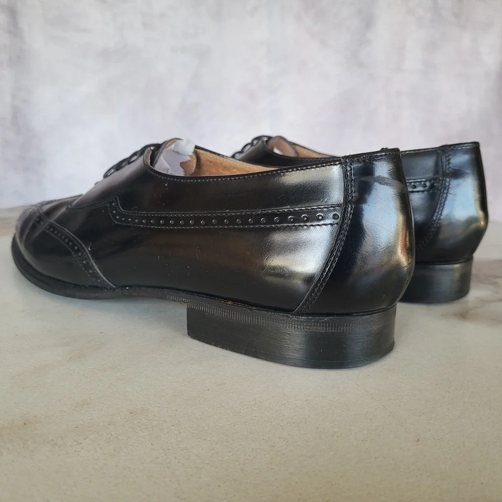 Johnston Murphy Italy Wingtip Oxfords Black Men's Size 8 M